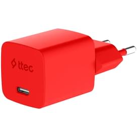 Адаптер и кабель ttec GAN 20W PD Travel Fast Charger + USB-C - USB-C 3A Cable 120cm, Neon Red (2SCG20CNR) фото