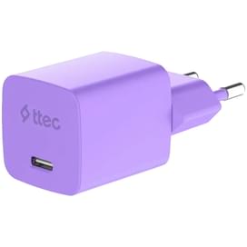 Адаптер и кабель ttec GAN 20W PD Travel Fast Charger + USB-C - USB-C 3A Cable 120cm, Neon Purple (2SCG20CNMR) фото