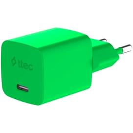 Адаптер и кабель ttec GAN 20W PD Travel Fast Charger + USB-C - USB-C 3A Cable 120cm, Neon Green (2SCG20CNY) фото