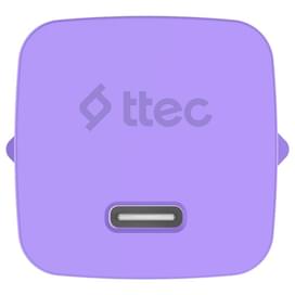 Ttec GAN 45W PD Travel Fast Charger + USB-C - USB-C 3A Cable Neon Purple (2SCG45CNMR) адаптер мен кабелі фото