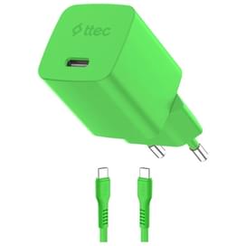 Адаптер и кабель ttec GAN 45W PD Travel Fast Charger + USB-C - USB-C 3A Cable Neon Green (2SCG45CNY) фото