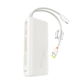 Сыртқы аккумулятор Baseus, EnerFill FC41 DGT 10000mAh+2 кіріктірілген кабель 67W, Ақ (BAS-E0028P01) фото