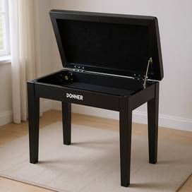 Банкетка Donner Piano Bench Stool черный, с отделением для нот фото