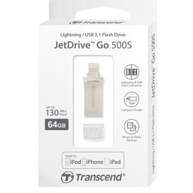 USB Флешка 64GB Transcend JetDrive Go 500 Type-A/Lightning 3.1 Gen 1 (3.0) Silver (TS64GJDG500S) фото