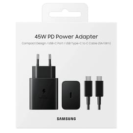 Адаптер питания Samsung, 1*Type-C 45Вт (PD 3.0)+Cable 5A, Black (EP-T4511XBEGRU) фото
