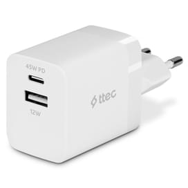 Адаптер питания ttec 45W PD Duo Travel Charger  USB-C+USB-A, White (2SCP02B) фото
