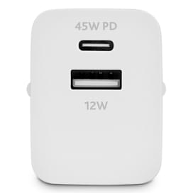 Адаптер питания ttec 45W PD Duo Travel Charger  USB-C+USB-A, White (2SCP02B) фото