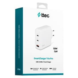Адаптер питания ttec Trio GAN 120W PD 2 USB-C+USB-A, white (2SCG04B) фото