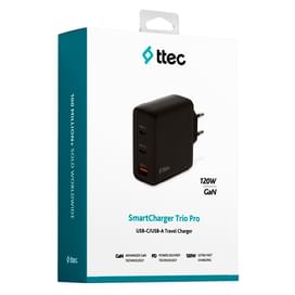 Адаптер питания ttec Trio GAN 120W PD 2 USB-C+USB-A,Black (2SCG04S) фото