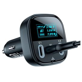 Автомобильное зарядное устройство ACEFAST, 2*USB C+A, 101W, OLED smart display, metal (B5 101W - ACE фото