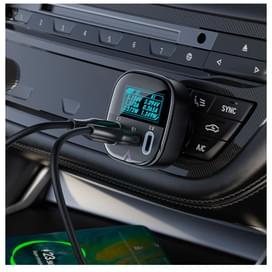 Автомобильное зарядное устройство ACEFAST, 2*USB C+A, 101W, OLED smart display, metal (B5 101W - ACE фото