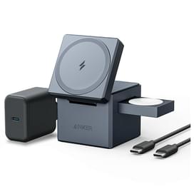 Беспроводное зарядное устройство ANKER Cube с MagSafe 3в1 Black (ANK-Y1811G11-BK) фото