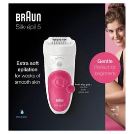 Эпилятор Braun Silk-épil 5 5-500, сухая/влажная эпиляция, 1 насадка и подсветка SmartLight, розовый фото