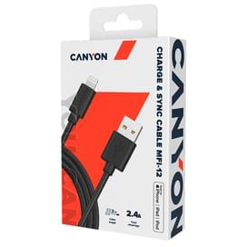 Кабель CANYON MFI-12 Lightning - USB 2м Black (CNS-MFIC12B) фото