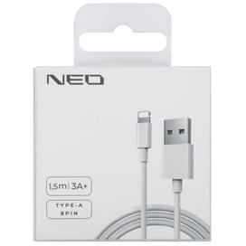 Кабель Lightning - USB, NEO, 3A, 1.5м, Белый (A8PCL-PC15M3AW) фото