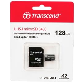 Карта памяти MicroSD 128GB Transcend, UHS-I 160MB/s, Class 10 (TS128GUSD340S) фото