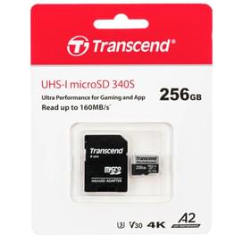 Карта памяти MicroSD 256GB Transcend, UHS-I 160MB/s, Class 10 (TS256GUSD340S) фото