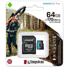 Карта памяти MicroSD 64GB Kingston Canvas Go! Plus, UHS-I 170MB/s, Class 10 (SDCG3/64GB) фото