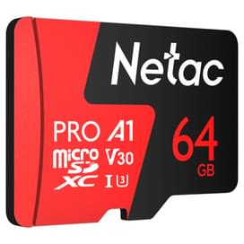 Карта памяти MicroSD 64GB Netac P500 Extreme Pro 100MB/s Class 10, + SD Adapter фото
