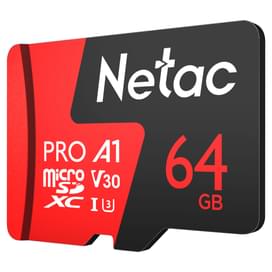 Карта памяти MicroSD 64GB Netac P500 Extreme Pro 100MB/s Class 10, + SD Adapter фото
