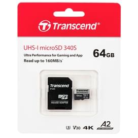 Карта памяти MicroSD 64GB Transcend, UHS-I 160MB/s, Class 10 (TS64GUSD340S) фото