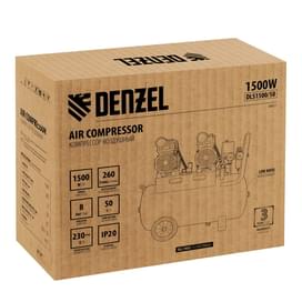 Компрессор Denzel безмаслянный DLS 1500/50, 1500 Вт, 2х750, 50 л, 260 л/мин (58027M) фото