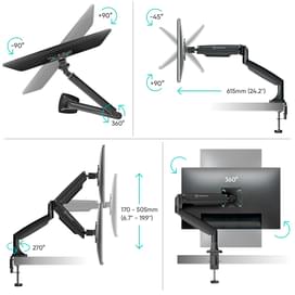 Onkron Мониторға арналған кронштейн-газлифті 13"-34",Onkron (G100 Black) фото