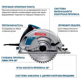 Циркулярная (дисковая) пила Bosch GKS 190 сетевая (0601623000) фото