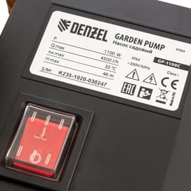 Садовый поверхностный насос GP1100C, 1100 Вт, 4500 л/ч, подъем 46 м, чугун Denzel фото