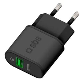 Сетевое зарядное устройство 1*USB 2.1A QC 3.0, 1*Type-C 3A (15W), SBS, Чёрный (TETRTCUSBQCH3) фото