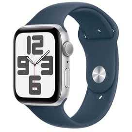 Смарт-часы Apple Watch SE 2023, 44mm Silver Aluminium Case with Storm Blue Sport Band - M/L (MREE3) фото