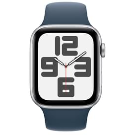 Смарт-часы Apple Watch SE 2023, 44mm Silver Aluminium Case with Storm Blue Sport Band - M/L (MREE3) фото