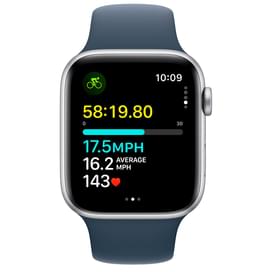 Смарт-часы Apple Watch SE 2023, 44mm Silver Aluminium Case with Storm Blue Sport Band - M/L (MREE3) фото