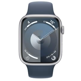 Смарт-часы Apple Watch Series 9, 45mm Silver Aluminium Case with Storm Blue Sport Band - M/L (MR9E3) фото