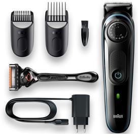 Триммер для бороды и усов Braun BT5340, 2 насадки и бритва Gillette, сине-черный фото