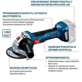 Углошлифовальная машина Bosch GWS 180-LI без акк (06019H9020) фото