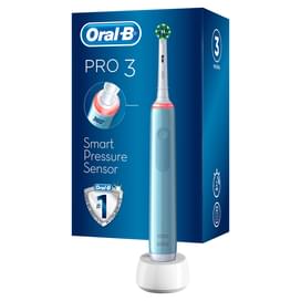 Электрическая зубная щётка Oral-B Pro 3 3000, с визуальным датчиком давления, голубая фото