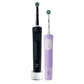 Набор электрических зубных щеток Oral-B Vitality Pro, 2 щётки, 2 насадки, Черная и Лиловая фото