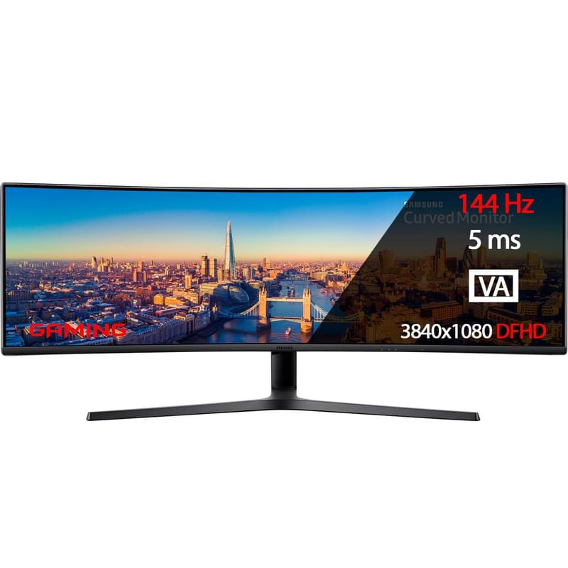 Монитор Игровой 49" Samsung LC49J890DKIXCI 3840x1080 32:9 VA 144ГЦ (HDMI+DP) Curved Black - фото #0, Technodom.kz