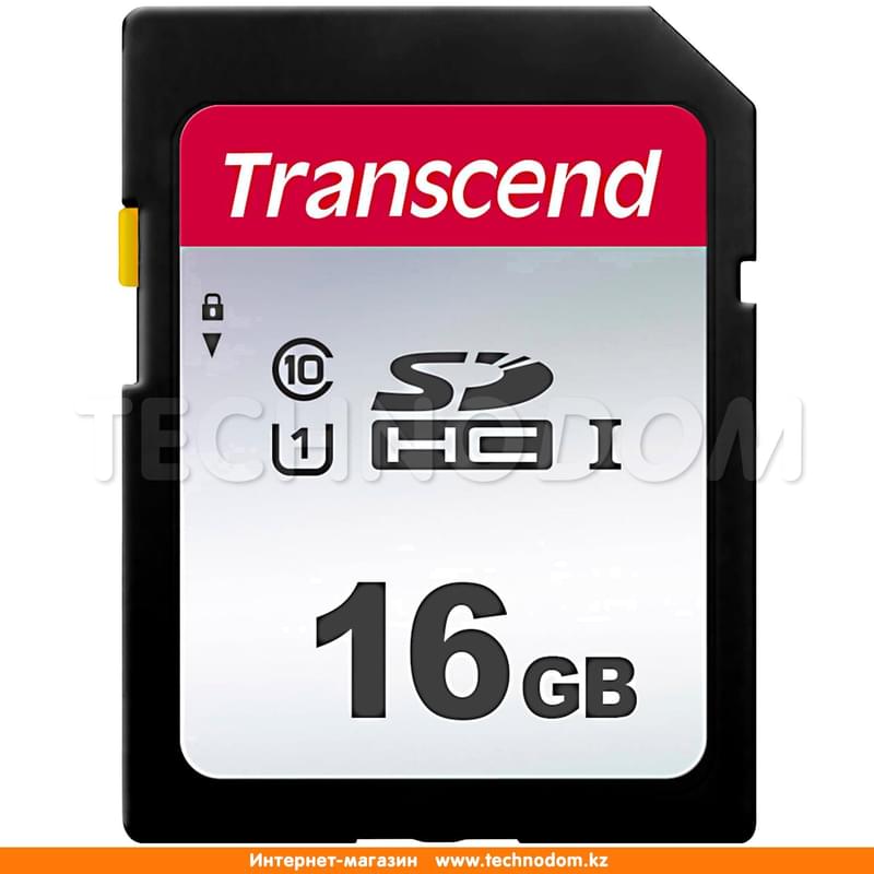 Карта памяти SD 16GB Transcend, TLC, UHS-I, U1, до 95MB/s (TS16GSDC300S) - фото #0, Technodom.kz