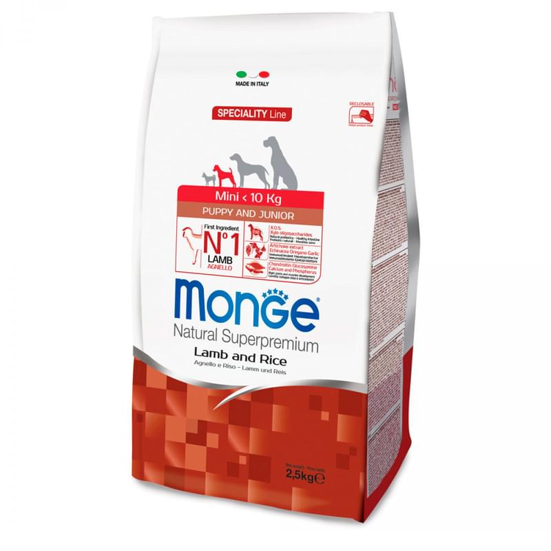 Сухой корм Monge Dog All Breeds для щенков и юниоров мелких пород с бараниной и рисом 2,5 кг - фото #0, Technodom.kz