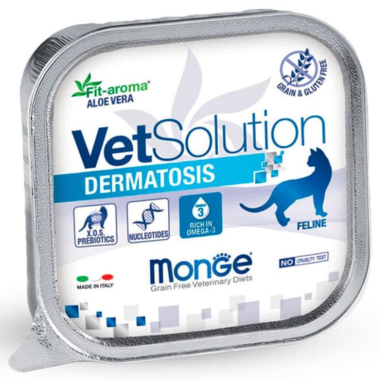 Влажный корм Monge Vetsolution Cat Dermatosis ветеринарная диета для кошек при аллергии 100 г - фото #0, Technodom.kz