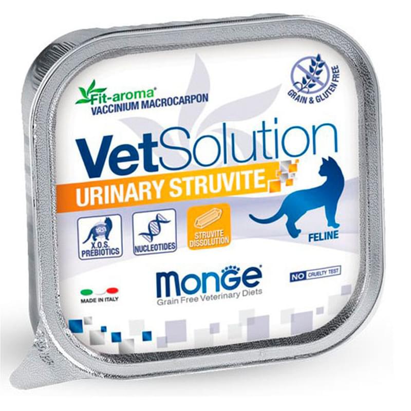 Влажный корм Monge Vetsolution Cat Urinary Struvite диета для кошек при струвитных камнях 100 г - фото #0, Technodom.kz