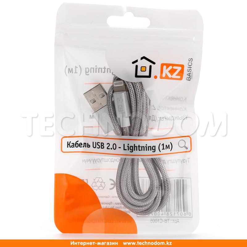 Кабель USB 2.0 - Lightning, TD Basics, 1м, Silver (TB-C1005) - фото #1, Technodom.kz