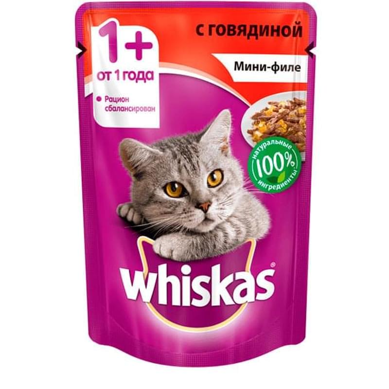 Влажный корм Whiskas для кошек мини-филе с говядиной 85 г - фото #0, Technodom.kz