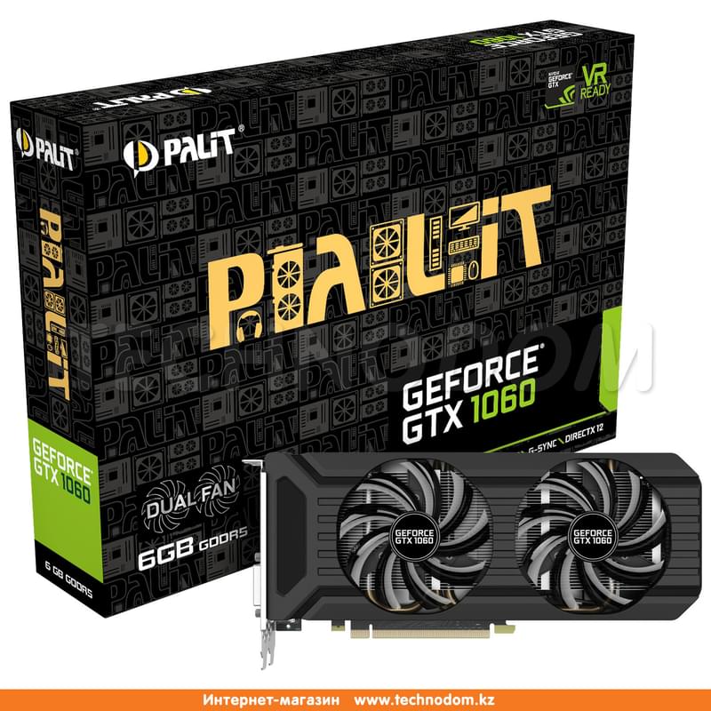 Видеокарта Palit Nvidia GeForce GTX 1060 6Gb DUAL 192bit/G5 (DVI+HDMI+3*DP) - фото #2, Technodom.kz