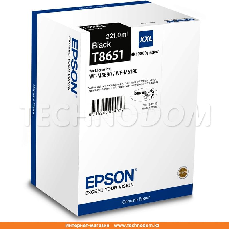 Картридж Epson T8651 Black XXL (Для WF M5190DW/M5690DWF) (C13T865140 ) - фото #0, Technodom.kz Картридж Epson T8651 Black XXL (Для WF M5190DW/M5690DWF) (C13T865140 ) - фото #0, Technodom.kz