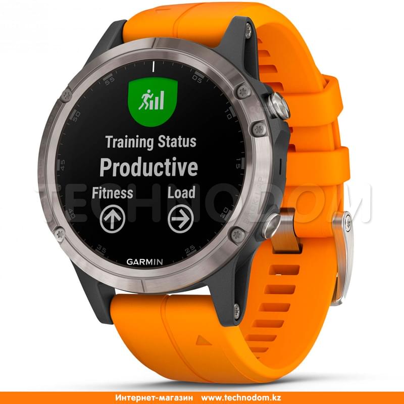 Garmin Fenix 5 Plus Sapphire Titanium with Solar Flare Orange