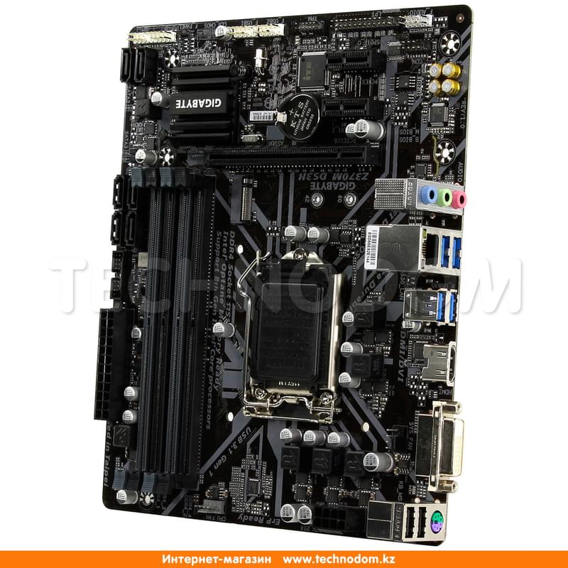 Материнская плата Gigabyte Z370M DS3H LGA1151 4DDR4 PCI-E 1x16 1x1 (HDMI+DP+DVI-D+VGA) mATX - фото #0, Technodom.kz
