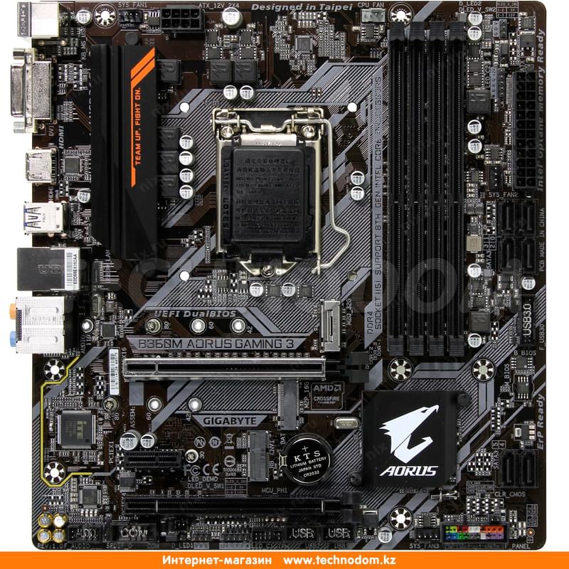 Материнская плата Gigabyte B360M AORUS Gaming 3 LGA1151 4DDR4 PCI-E 2x16 1x1 (HDMI+DVI-D) mATX - фото #0, Technodom.kz